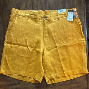 Tasso Elba Mustard Yellow Men’s Linen Shorts